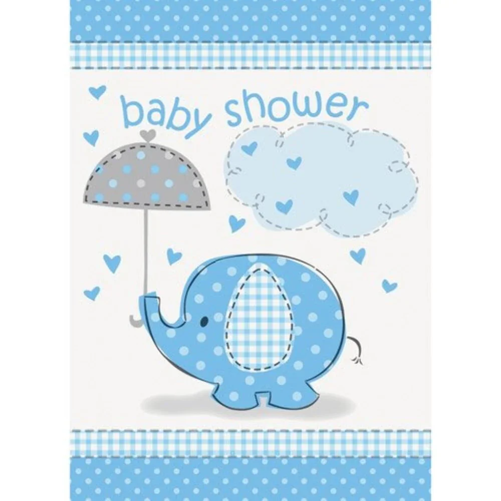 Blue Elephant Baby Shower Invitations with Envelopes, 8ct